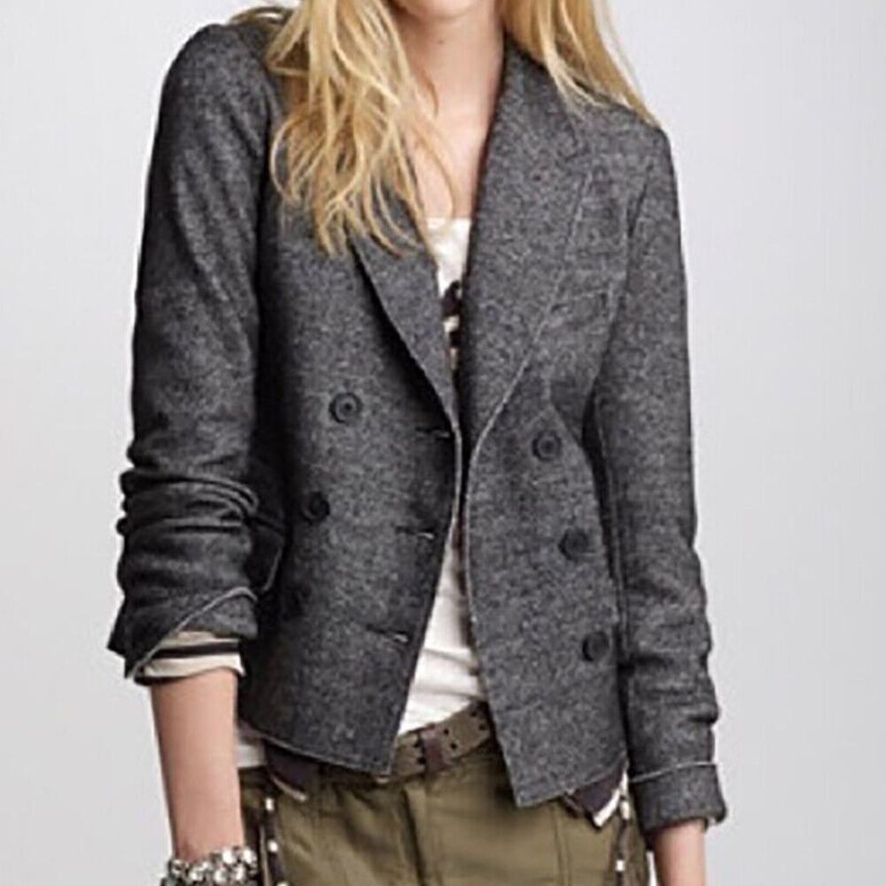 J. Crew Womens Thandie Wool Blazer 2 Dark Academia Double Breasted Career Corp